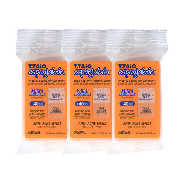 Pack mit 3 Schwammseife: Schwamm + Seife 2 in 1 - 120gr - T.taio : 3x Anti Imperfecciones - 1