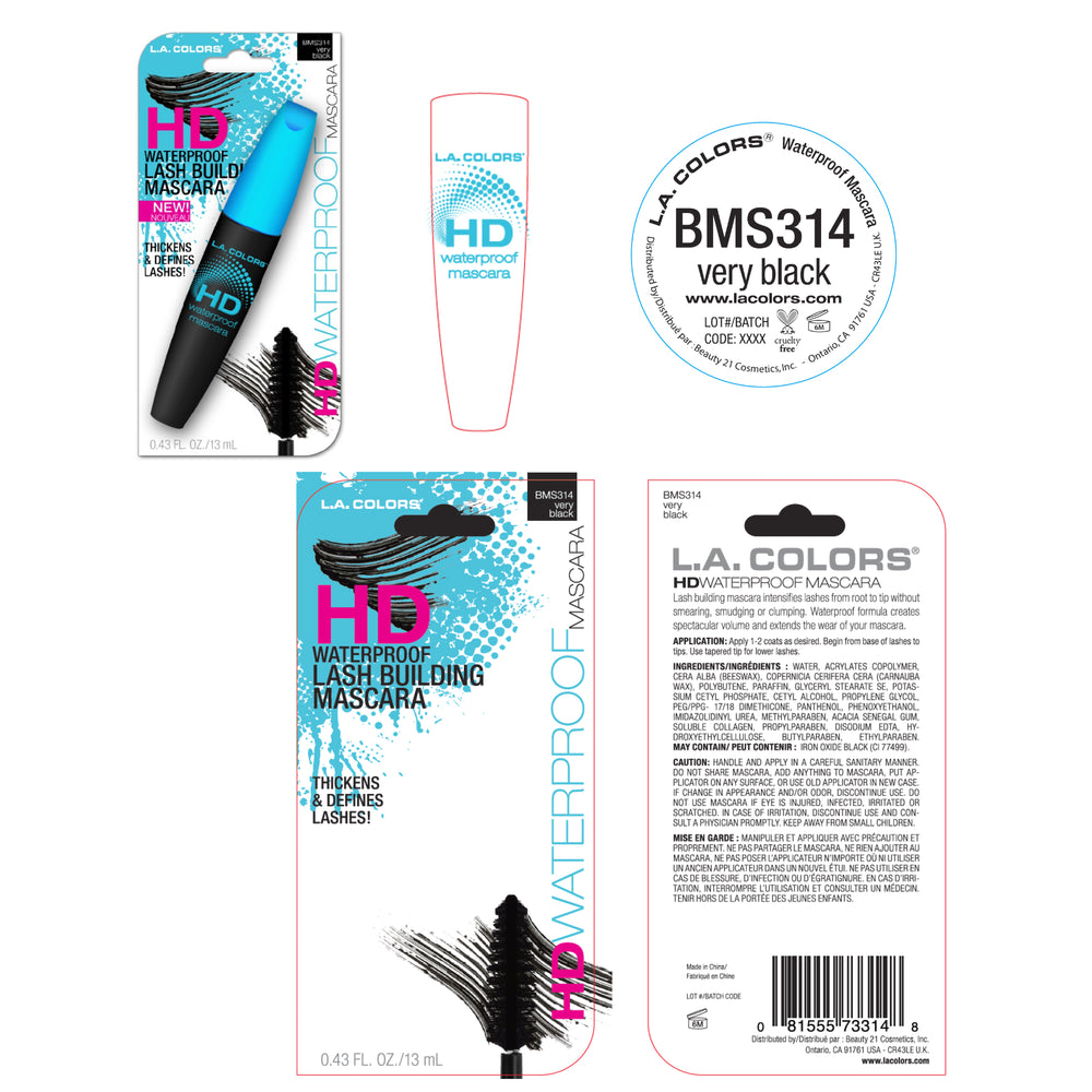 Die Colors Blister Hd Wasserdichte Mascara Sehr Schwarz - L.A. Colors - 1