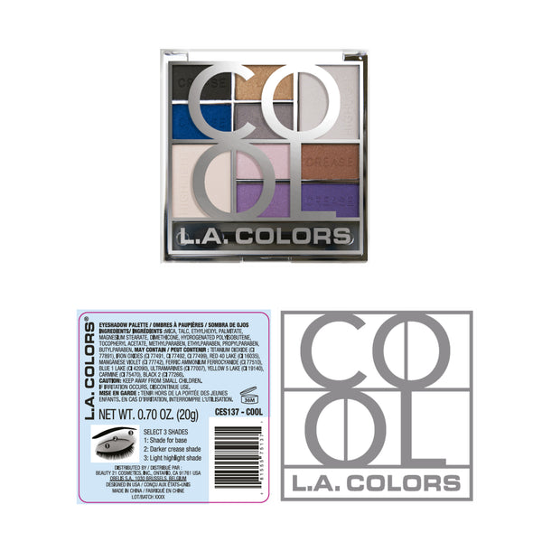 Lidschatten-Palette - Farbblock - L.A. Colors : Color Block Eyeshadow - Cool Glam - 2