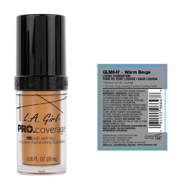 Flüssige Foundation - Pro Coverage Illuminating - L.A. Girl : Warm Beige - 2