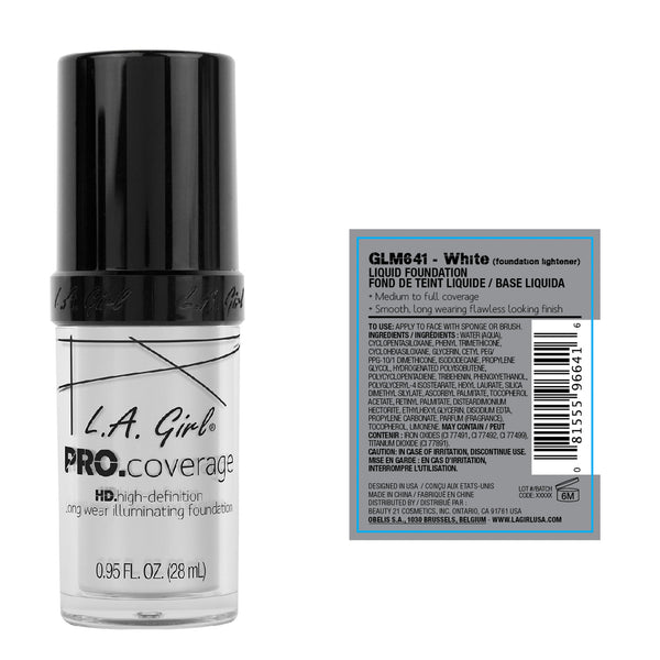 Flüssige Foundation - Pro Coverage Illuminating - L.A. Girl : White - 2
