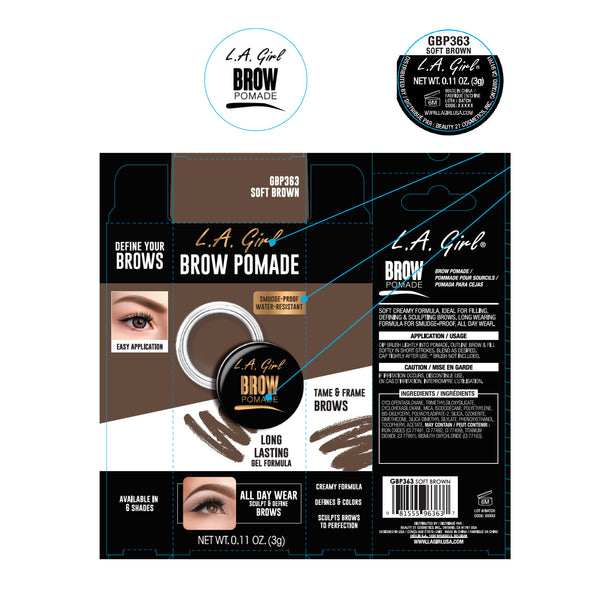 Pomade für Augenbrauen - Augenbrauen-Pomade - L.A. Girl : Soft Brown - 2