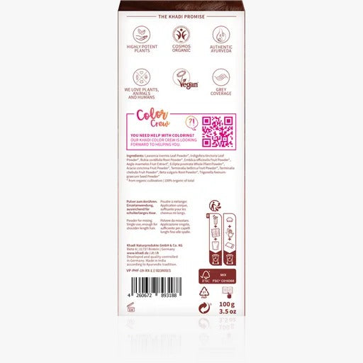 Natürliches Henna-Färbemittel - Kastanien-Mahagoni 100 g - Khadi - 1