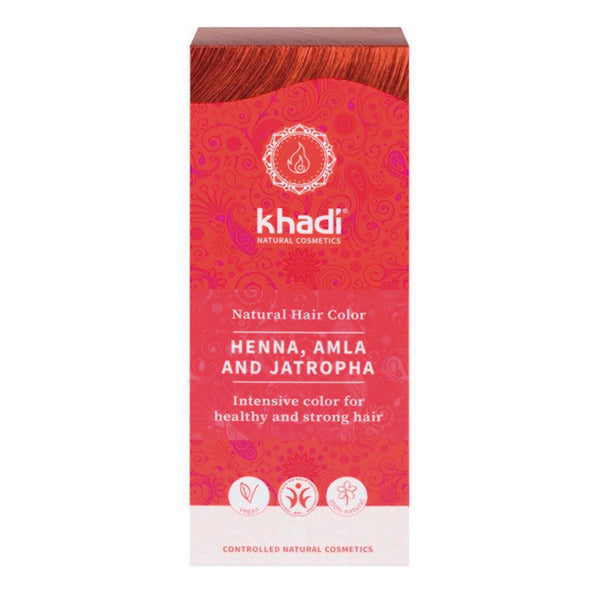 Natürliches Henna mit Amla und Jatropha. Rot. 100 Gramm - Khadi - 1