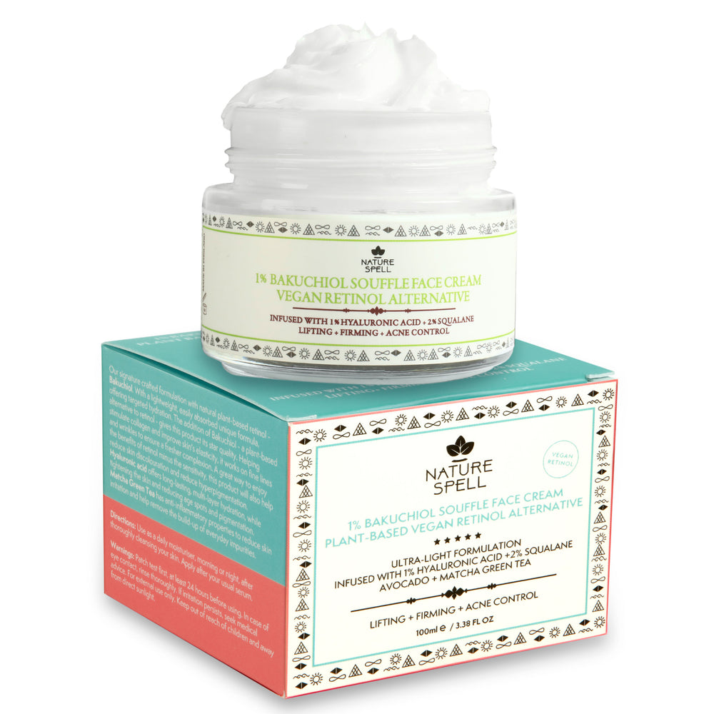 Bakuchiol Feuchtigkeitsspendende Gesichtscreme, Avocado und Matcha Grüntee 150 ml - Nature Spell - 1