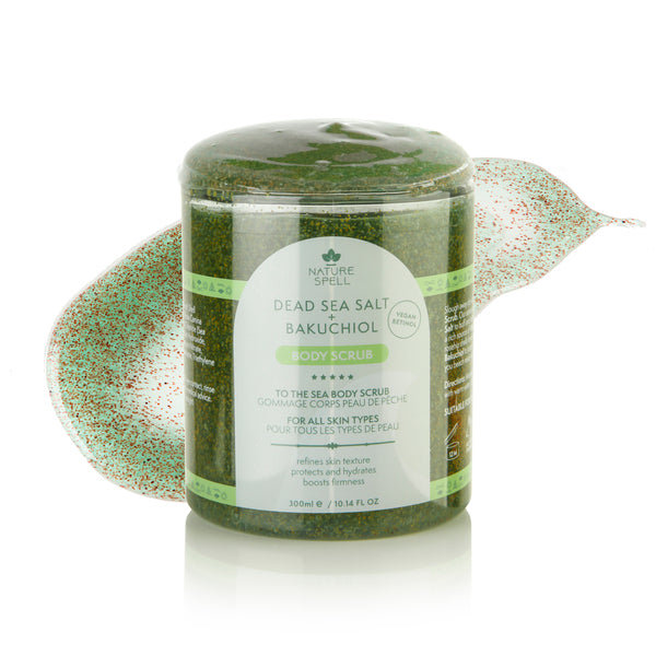 Körperpeeling mit Bakuchiol, Salz aus dem Toten Meer und grünem Tee 300 ml - Nature Spell - 1