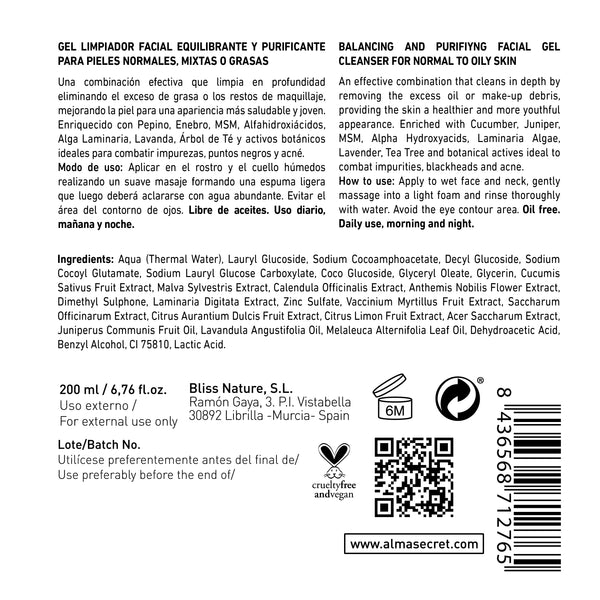 Ausgleichendes und reinigendes Gesichtsreinigungsgel - Gurke & Wacholder 200 ml - Alma Secret - 3