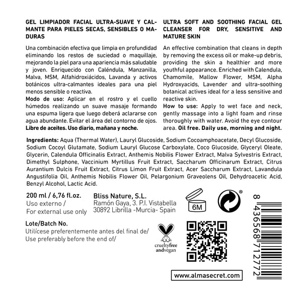 Sanftes und beruhigendes Gesichtsgel-Reinigungsmittel Ringelblume & Kamille 200 ml - Alma Secret - 2