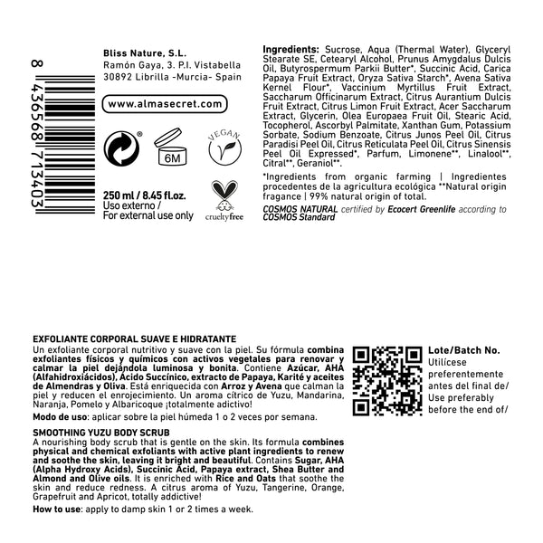 Körperpeeling Smooothing Yuzu - 250 ml - Alma Secret - 6