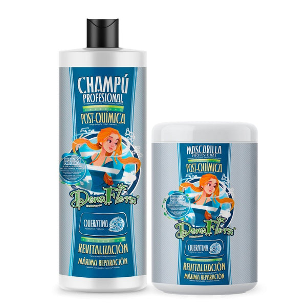 Post-Chemie-Pack: Shampoo 1000ml + Haarmaske 1000ml - Dona Flora - 1
