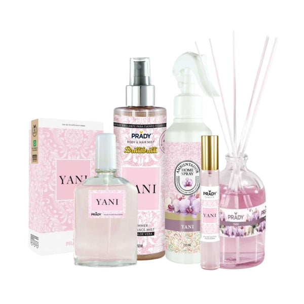 Yani-Pack (Parfüm 90ml + Parfüm 33ml + Körperspray + Raumduftspray + Duftstab) - Prady - 1