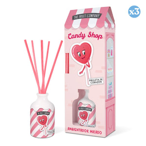 3er-Pack - Duftspender Mikado Candy Edition 40 ml - Herz Lutscher - The Fruit Company - 1