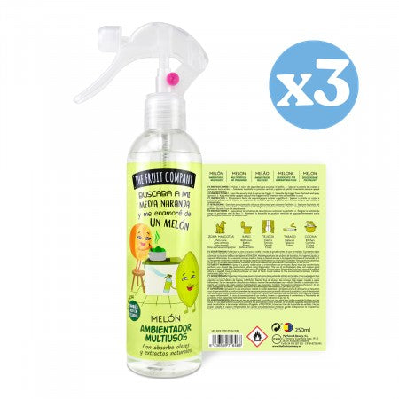 Pack 3x - Mehrzweck-Lufterfrischer-Spray mit Melonenduft - The Fruit Company - 1