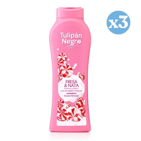 Pack 3x - Erdbeer-Sahne Duschgel und Badegel - Tulipan Negro - 1