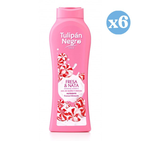 Pack 6x - Erdbeer-Sahne-Kuss Duschgel und Badeöl - Tulipan Negro - 1
