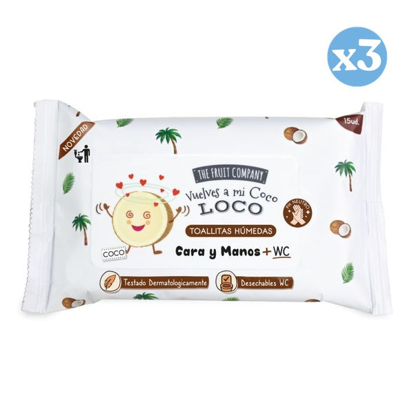 3er Pack - Kokosnuss hydroalkoholische Tücher - The Fruit Company - 1
