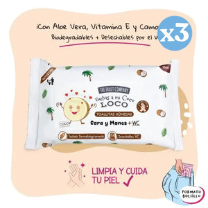 3er Pack - Kokosnuss hydroalkoholische Tücher - The Fruit Company - 2