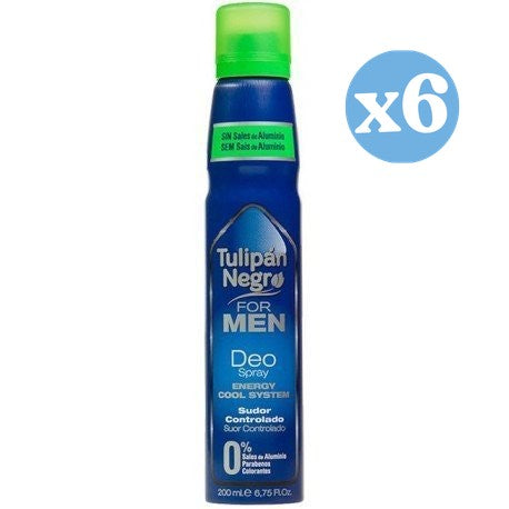 6er Pack - TULIPAN NEGRO FOR MEN Deo-Sprühflasche 200 ml - Tulipan Negro - 1