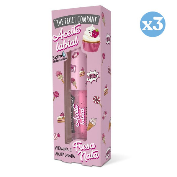 3er-Pack - Lippenöl Erdbeere - Sahne - The Fruit Company - 1