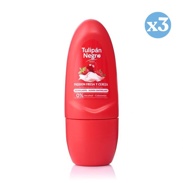 3er Pack - Deo Roll-on Erdbeere und Kirsche - Tulipan Negro - 1