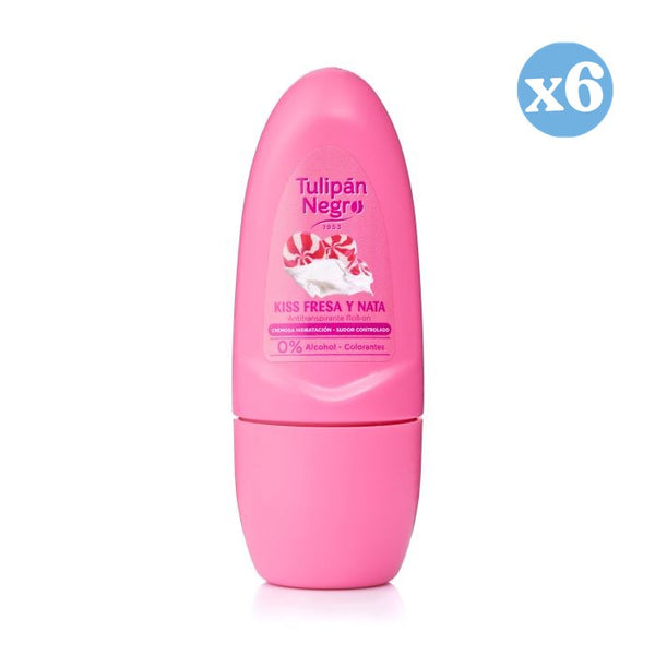 6er-Pack - Deo-Roller Erdbeer-Sahne 50 ml - Tulipan Negro - 1