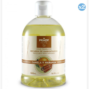 Pack 2x - Ersatzduftspender Mikado Zimt und Orange - 500ml - Prady - Prady - 1