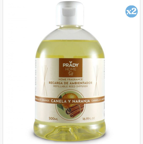 Pack 2x - Ersatzduftspender Mikado Zimt und Orange - 500ml - Prady - Prady - 1