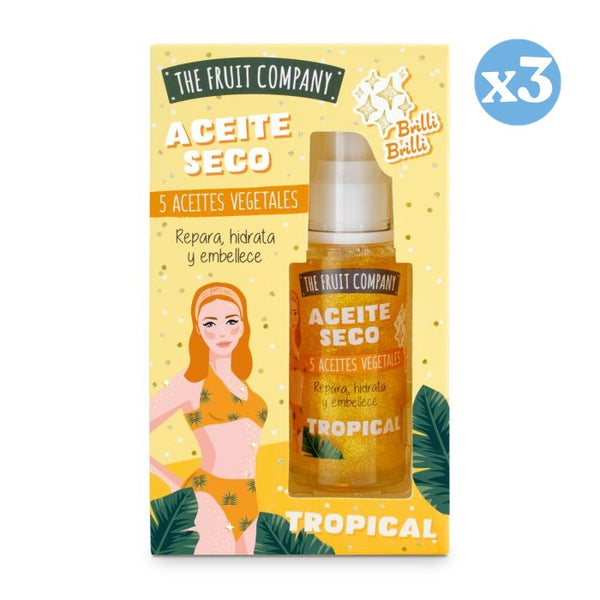 Pack 3x - TROCKENES ÖL GLITZER TROPICAL 40 ML - THE FRUIT COMPANY - The Fruit Company - 1