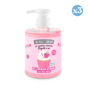3er-Pack - Handreinigungsgel - Erdbeere und Sahne - 500 ml - The Fruit Company - 1