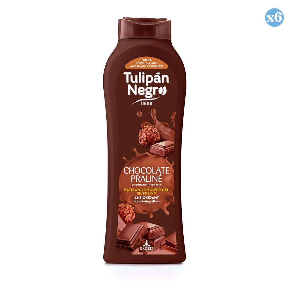6er Pack - Tulipan Schwarze Schokoladenpraliné-Badegel 650 ml - Tulipan Negro - 1