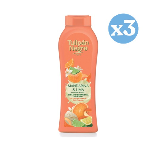 3er Pack - Schwarzer Tulipan Mandarin & Limetten Duschgel 650 ml - Tulipan Negro - 1