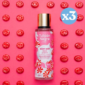 Pack 3x - Körperspray Tulipán Negro Erdbeer- & Sahne-Duft 250 ml - Tulipan Negro - 1