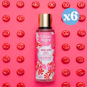 Pack 6x - Körperspray Tulipán Negro Erdbeere & Sahne 250 ml - Tulipan Negro - 1