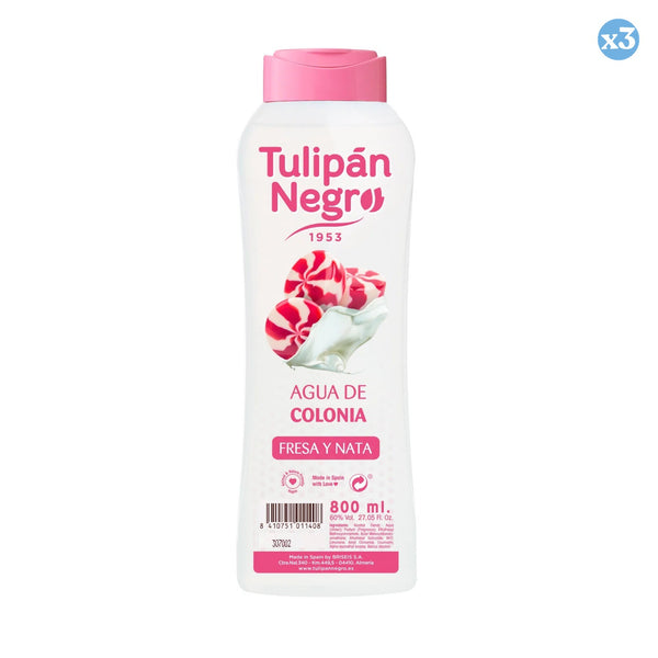 3er Pack - 800 ml ERDBEER- UND SAHNEKÖLNISCHES WASSER - Tulipan Negro - 1