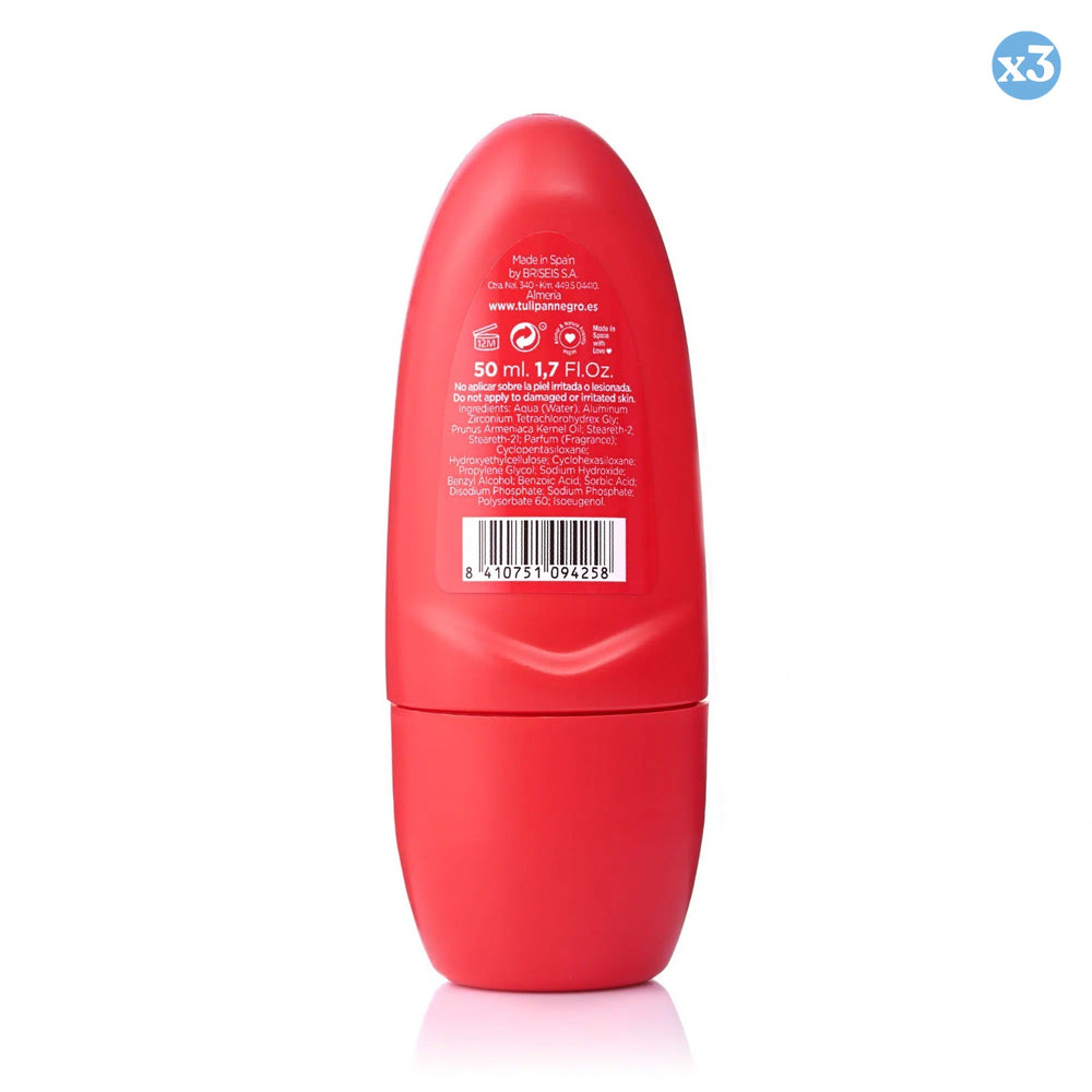 3er Pack - Deo-Roller Erdbeer & Kirsche 50ml Schwarze Tulpe - Tulipan Negro - 1