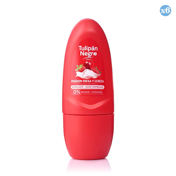 Pack 6x - Deo-Roller Erdbeere & Kirsche 50ml Schwarze Tulpe - Tulipan Negro - 1