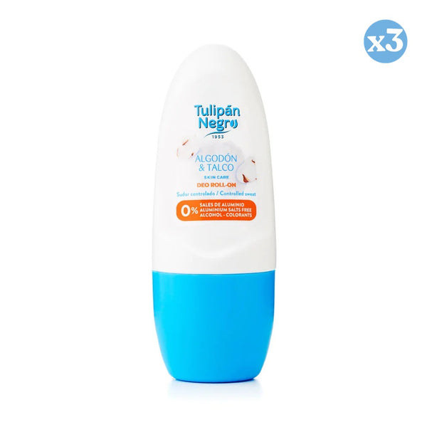 Pack 3x - Baumwolle und Talkum Roll-On Deo 50ml - Tulipan Negro - 1
