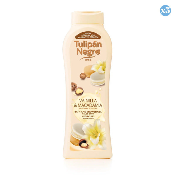 3er Pack - GEL TULIPAN SCHWARZE VANILLE UND MACADAMIA 650 ML - Tulipan Negro - 1