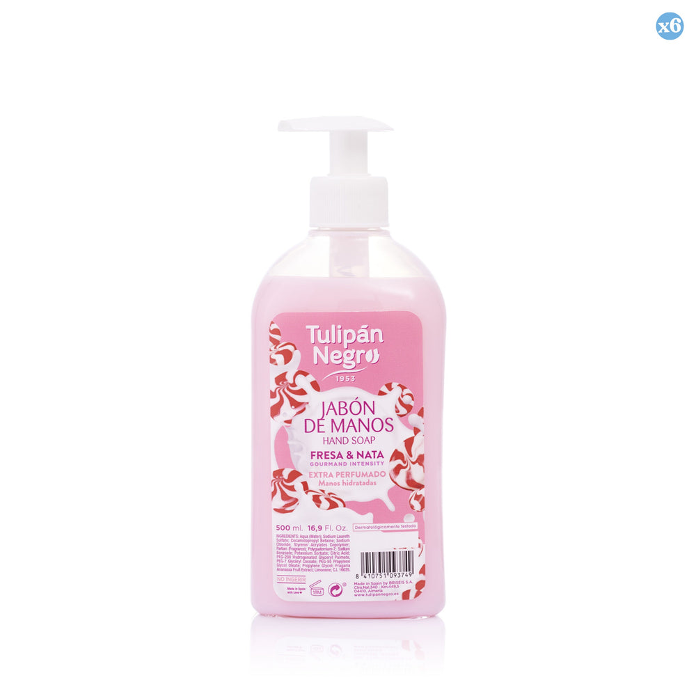 Pack 6x - Erdbeer- und Sahne-Handseife 500 ml Schwarze Tulpe - Tulipan Negro - 1
