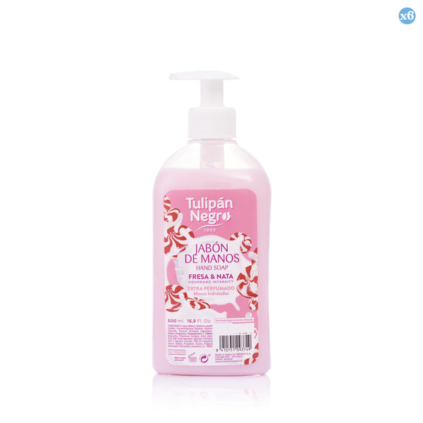 Pack 6x - Erdbeer- und Sahne-Handseife 500 ml Schwarze Tulpe - Tulipan Negro - 1