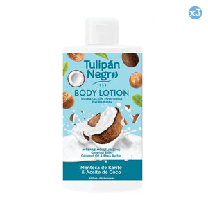Pack 3x - KÖRPERLOTION SCHWARZE SHEABUTTER UND KOKOS 400 ML - Tulipan Negro - 1