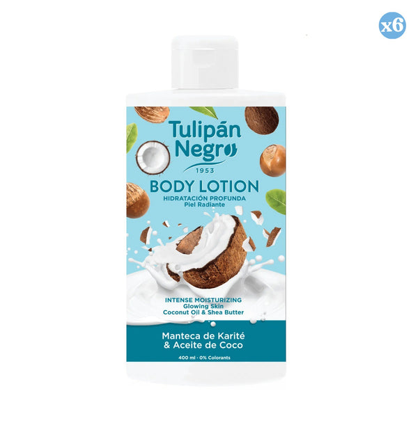 Pack 6x - KÖRPERLOTION T.NEGRO SHEABUTTER UND KOKOS 400 ML - Tulipan Negro - 1