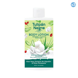 Pack 3x - KÖRPERLOTION T.NEGRO ALOE, BAUMWOLLE UND ROSE M 400ML - Tulipan Negro - 1