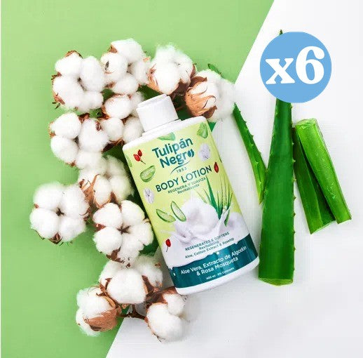 Pack 6x - KÖRPERLOTION SCHWARZE TEEN ALOE, BAUMWOLLE UND ROSEN M 400ML - Tulipan Negro - 2