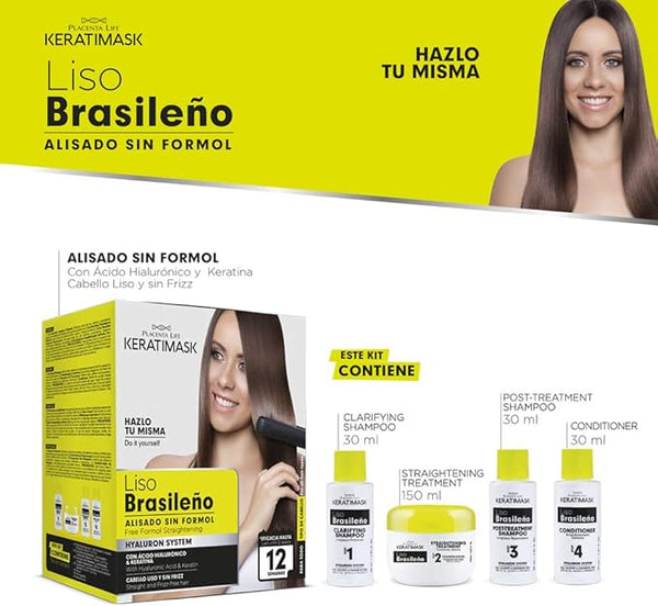 Pack 3 - Brasilianische Glättungskit ohne Formaldehyd - Keratimask - Be Natural - 8