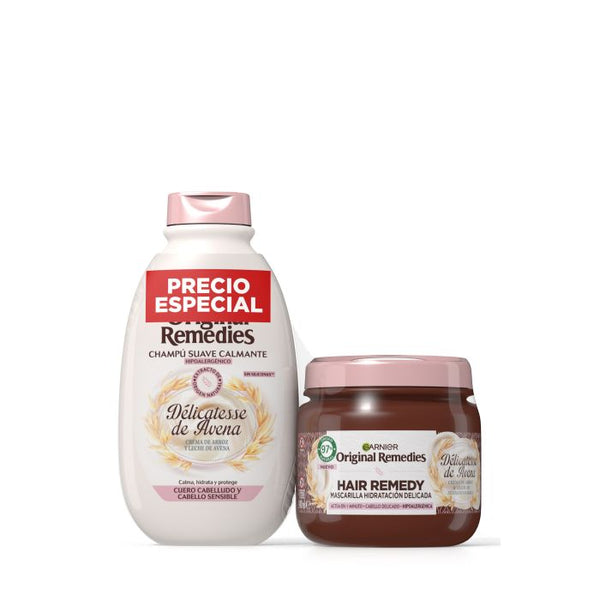 Original Remedies Pack zarte Hafermaske + zartes Hafer-Shampoo - Garnier - 1