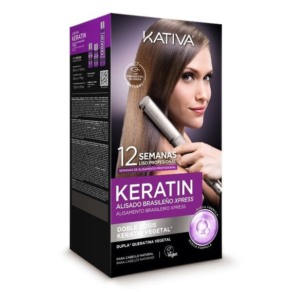 Veganes Brasilianisches Glättungsset Xpress Doppelte Keratin 225 ml - Kativa - 1