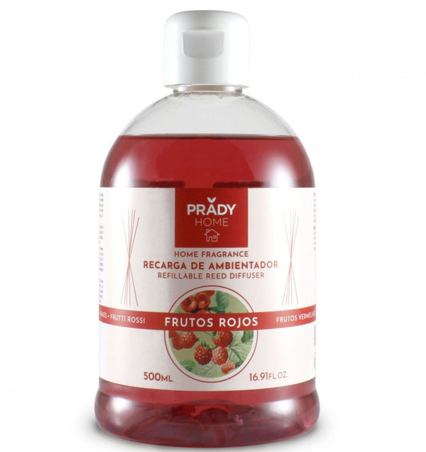 Nachfüllung Mikado - Prady - 500 ml | Raumduft im Sparformat für Diffusoren mit Stäbchen - Prady : Frutos Rojos - 1