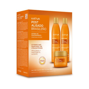 Post Brazilian Straightening Kit 3 Stk Shampoo + Conditioner + Treatment - Kativa - 1