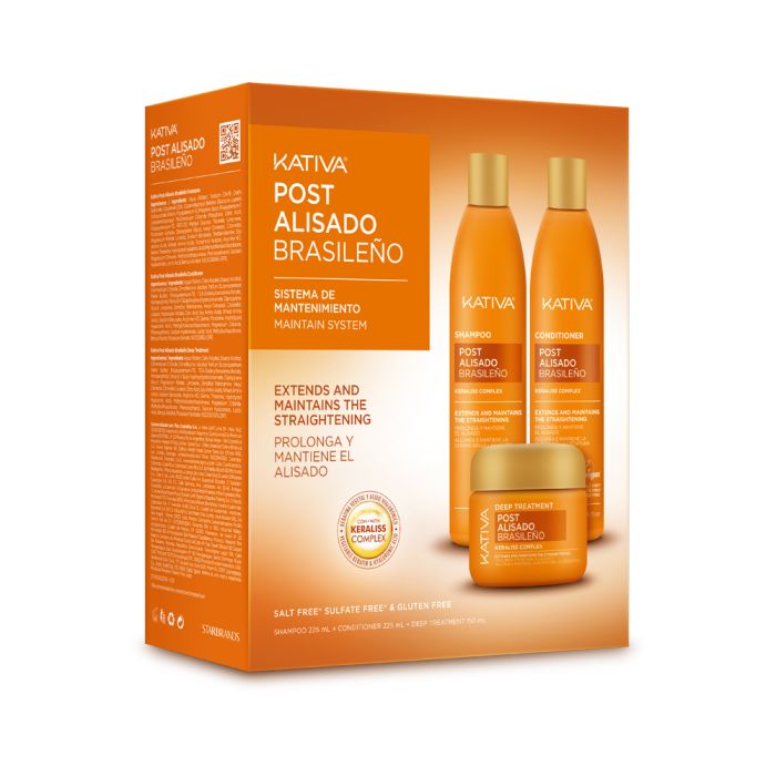 Post Brazilian Straightening Kit 3 Stk Shampoo + Conditioner + Treatment - Kativa - 1